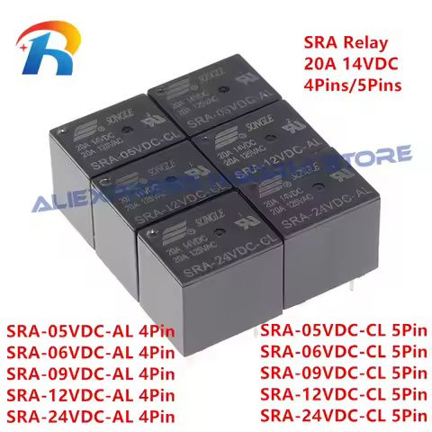 5Pcs T74 Power Relays SRA 05VDC 12VDC 24VDC AL SRA-05VDC-CL SRA-12VDC-CL SRA-24VDC-CL 20A 14VDC Norm