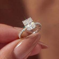 1pc 2ct/3ct/5ct Moissanite Sparkling Ring, Women's Daily Wear & Party Accessory, Vintage Elegant Jew