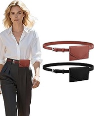 2 Pcs Mini Fanny Packs for Women Girls PU Leather Retro Belt Card Bags Belt Pouches Small Purse Wais