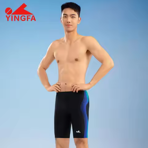 Yingfa Men Professional Swim Trunks Chlorine Resistant Jammers Quick Dry Swimwear for Competitive Ra