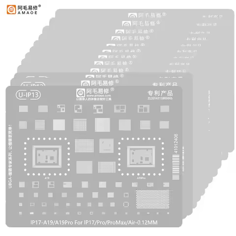 Amaoe A8~A19 Pro Reballing Stencil For iPhone 6-17 Pro Max Motherboard CPU Chip BGA Planting Tin Tem