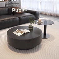 Solid Wood Slate Round Coffee Table Living Room Household Light Luxury High-End Small Apartment Mode