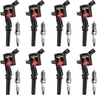 Pindex 8 Pack DG508+SP479 Ignition Coils and Spark Plugs Coil Pack Kits Compatible with Ford F150 F2