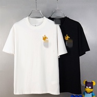 Cotton Unisex Casual T-Shirt with Gold Cicada Pattern Embroidery