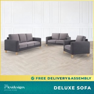 1+2+3 Seater Sofa With Movable Stool L Shape Sofa Fabric Seat Soft DELUXE Flexidesignx