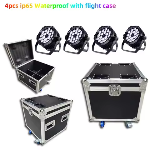 IP65 Waterproof with flight case Led Par Lights18x18w RGBWA UV Dj DMX512 Control Professional Stage 
