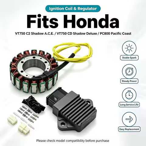 Motorcycle Generator Stator Coil & Regulator Rectifier For Honda PC800 Pacific Coast VT750 C3 C2 Sha