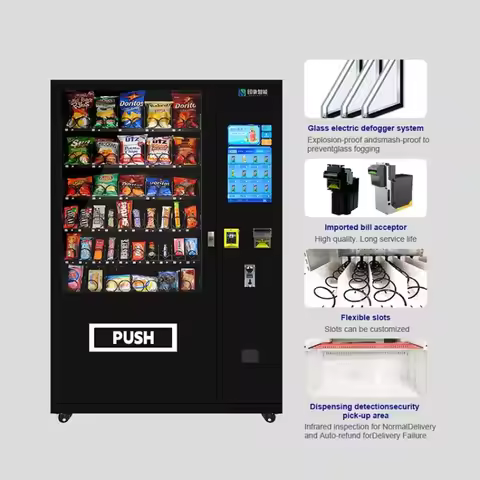 Refrigerated Wall Mounted Vending Machine Combo Hot Sellers for Foods and Drinks 21.5 Inch Digital T