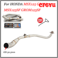 CFGYU สำหรับฮอนด้า GROM125 MSX125 GROM125SF 2023ท่อไอเสียรถจักรยานยนต์ MSX125SF แบบเต็มหัวท่อหน้าการ