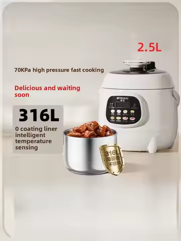 Stainless Steel Electric Pressure Cooker Small Mini Timer 304 Pressure Cooker 2.5L Smart Household R
