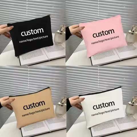Personalized Customized Name/LOGO/Text/Picture Canvas Bags Toilet Kit Teacher/Birthday Gift Cosmetic