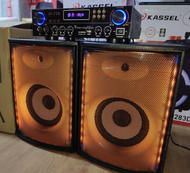 Videoke SET Konzert AV-778 Speaker with Amplifier built-in bluetooth/USB with Speaker Stand and DM-8000 wired Microphone