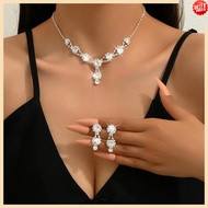 Unicra Silver Rhinestone Choker Necklace Earrings Sets Bridal Wedding Jewelry Set Prom Costume Jewel