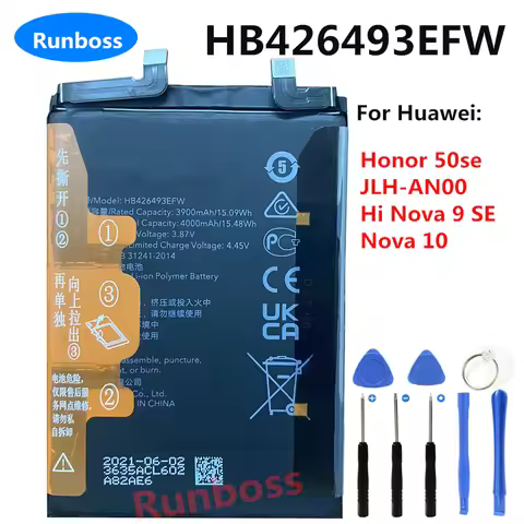 Original 4000mAh HB426493EFW Battery For Huawei Honor 50se 50 se JLH-AN00,Hi Nova9 Nova 9 SE FIO-BD0