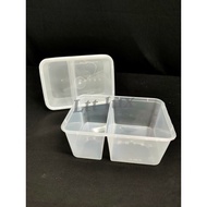 FR1000-2C / 1000ml Two (2) Compartment Plastic Disposable Food Container (50pcs±) / Bekas Makanan