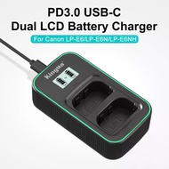 LP-E6N Charger for Canon EOS 90D 80D 70D 60D 60DA 7D Mark II 7D 6D Mark II 6D 5D Mark IV 5D Mark III