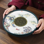 Mountain Water Ceramic Dry Brew Table Round Dry Brew Tea Tray Small Household Light Luxury Modern Te