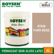 Boysen Permacoat Semi-Gloss Latex Pawn Beige B7508 Acrylic Latex Paint - 4L 1z+@