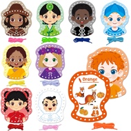 9 Pieces Happy Face Lacing Cards, 9 Double Sided Color Sewing Cards with 9 Colorful Laces, Education