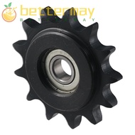 BETTER-MAYSHOW Chain Idler Sprocket, C45 Carbon Steel 10mm Bore 1/2" Pitch Convex Idler Gear, Black 