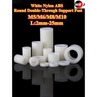[MRJ-YZ] White Nylon, ABS Round Double-Through Support Post, M5/M6/M8/M10, Plastic Insulated Round S