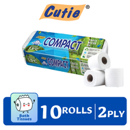 Cutie Compact 10 Rolls Toilet Paper 100% Eco-Friendly Tissue 2PLY Toilet Paper (BLUE)