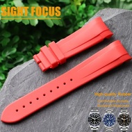 แถบนาฬิกาข้อมือยาง22มม. FKM สำหรับ Tudor Black Bay GMT 1958ปลายโค้ง Tudor สายนาฬิกากันฝุ่นกันน้ำสีดำ