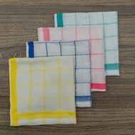 Combo of 5 Striped Cotton Square Towels with White Background 35x35CM, Square Handkerchief