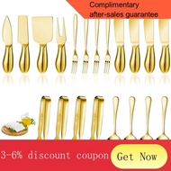 14/20pcs Gold Cheese Knife Set Cheese Spreaders Knife Butter Slicer with Mini Serving Tongs Spoons and Fruit Forks Knive