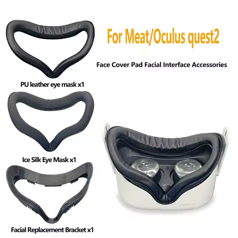 For Oculus Quest 2 Face Cover PU Cushion Facial Interface Accessory Kit with Eye Pads for Enhanced C