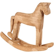 DECHOUS Wooden Rocking Horse Decoration, Vintage Carved Wooden Horse Figurine, 7 Inch Rocking Craft 
