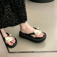 2026 Cream KT Cat Flip-Flops Female 4cm Thick-Soled Heightening Summer Seaside Anti-Slip Breathable 