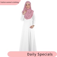 Muslim women's clothing ♬Jubah Putih Muslimah Umrah Murah Wanita Perempuan Cantik Plain Ironless Plu