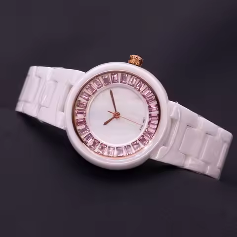 Mother-of-pearl Luxury Ceramic Men's Watch Women's Watch Japan Quartz Fine Fashion Couple's Hours Ce