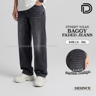 DESINCE Men Baggy Faded Jeans Streetwear Denim Pants Wide Leg Faded Jeans Seluar Baggy Lelaki WP 037