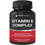 Vitamin B Complex Vitamins B12, B1, B2, B3, B5, B6, B7, B9, Folic Acid - Super B Complex Vitamins fo