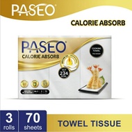 Paseo Elegant Kitchen Tissue Roll White Tip to Tip 70 Sheets x 3 Roll