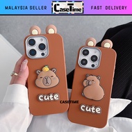 IPH 11 12 13 14 15 16 17 Pro Max 16 Plus 3D capybara ear matte leather soft case casing cover 手机壳