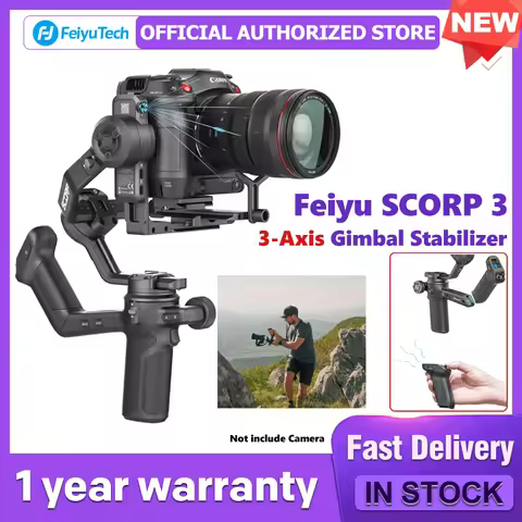 FeiyuTech SCORP 3 Gimbal Stabilizer for Camera, Built-in AI Tracking Sensor & Detachable Remote Cont