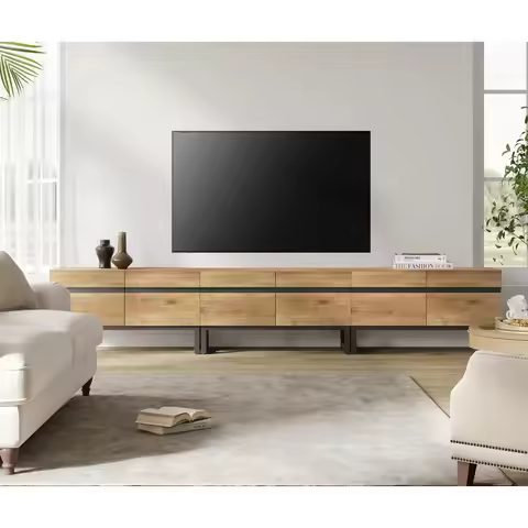 Modern TV Stand with Storage Cabinets for 110 Inch TV, Wood TV Entertainment Center TV Media Console