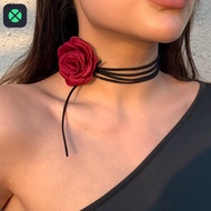 1F Elegant Big Rose Flower Chocker Necklace For Women Romantic Party Wedding Necklace Fashion Jewelr