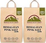 Himalayan Chef Himalayan Pink Salt, Kosher Certified Fine Grains, Non-GMO, Seasoning Salt, 100% Pure and Vegan with 84 Trace Minerals, 5lbs Each (Pack of 2)