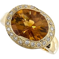 Size 12 Citrine 2.03ct Diamond 0.15ct Ring, K18 Gold, 7.1g, Women's [Used]