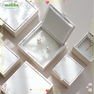 MOLIHA Jewelry Box, Satin White/Pink Jewelry Packaging Box, Elegant Display Organizer Earring Organi