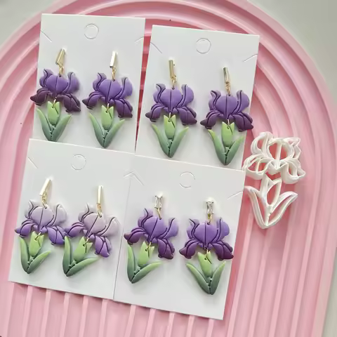 Vintage Exotic Vibe Floral Shapes Eardrop Earrings Polymer Clay Molds Clay Cutting Molds For DIY Han