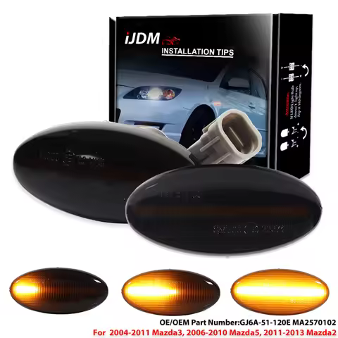 iJDM Dynamic Sequential Blink/Flow Amber Yellow Full LED Front Side Marker Light Assembly For Mazda