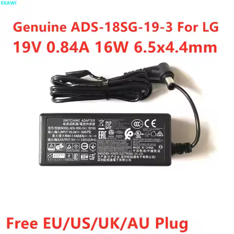Genuine ADS-18SG-19-3 19V 0.84A 16W DA-18C19 AC Adapter For LG 19M38A 19M38D 19M38H LCAP36 LCAP42 Mo