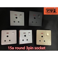 3pin round switch socket 15A plug socket round for water heater plug / aircond plug / heavy duty mac