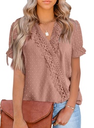 LOLONG Womens Tops Short/Long Sleeve V Neck Chiffon Blouses Dressy Casual Pom Poms Shirts