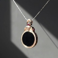 【願‧無事】墨翠翡翠無事圓牌項鍊 925純銀 | 天然緬甸玉A貨翡翠